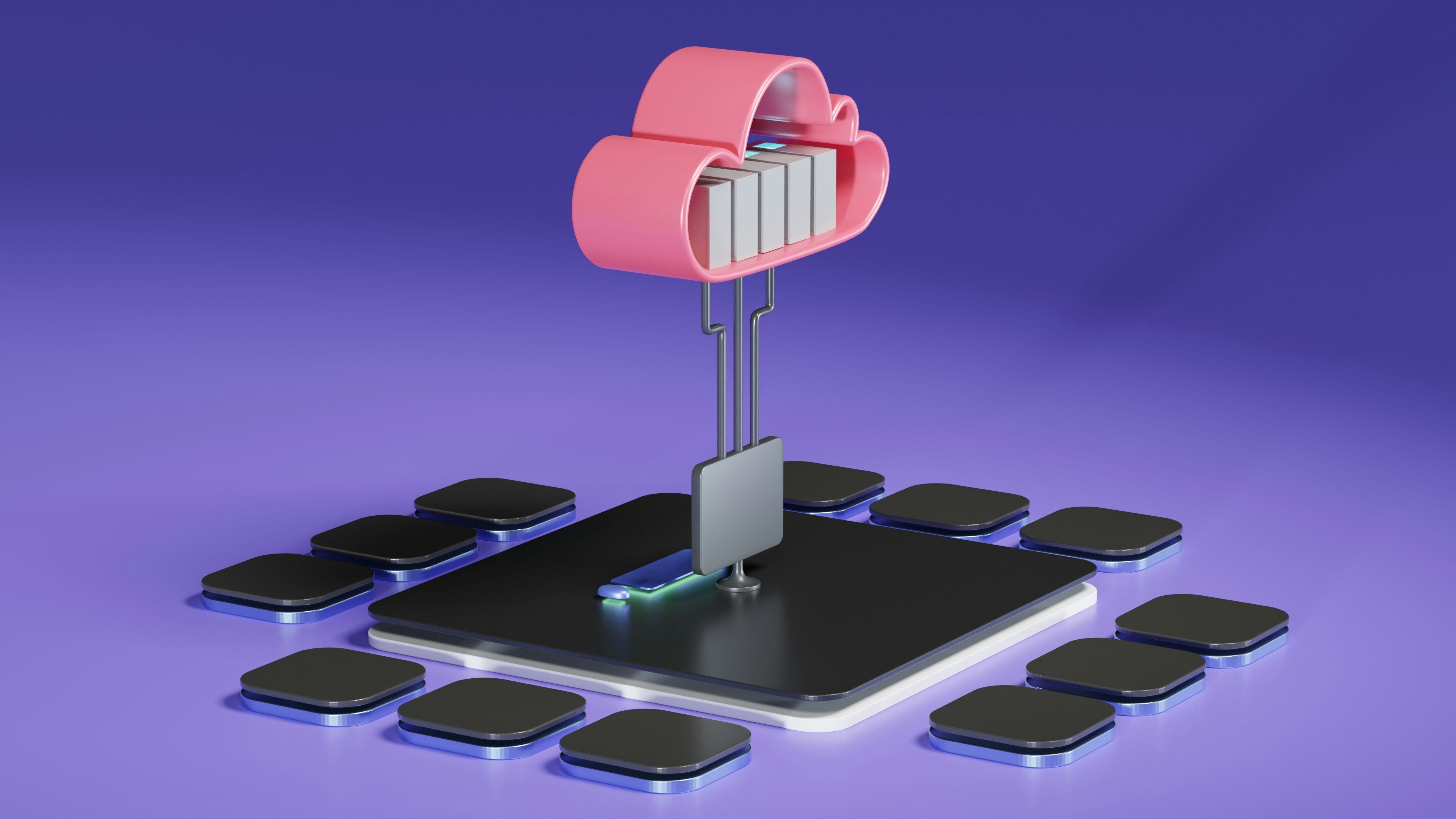 Technology infrastructure diagram showing cloud architecture and deployment workflow