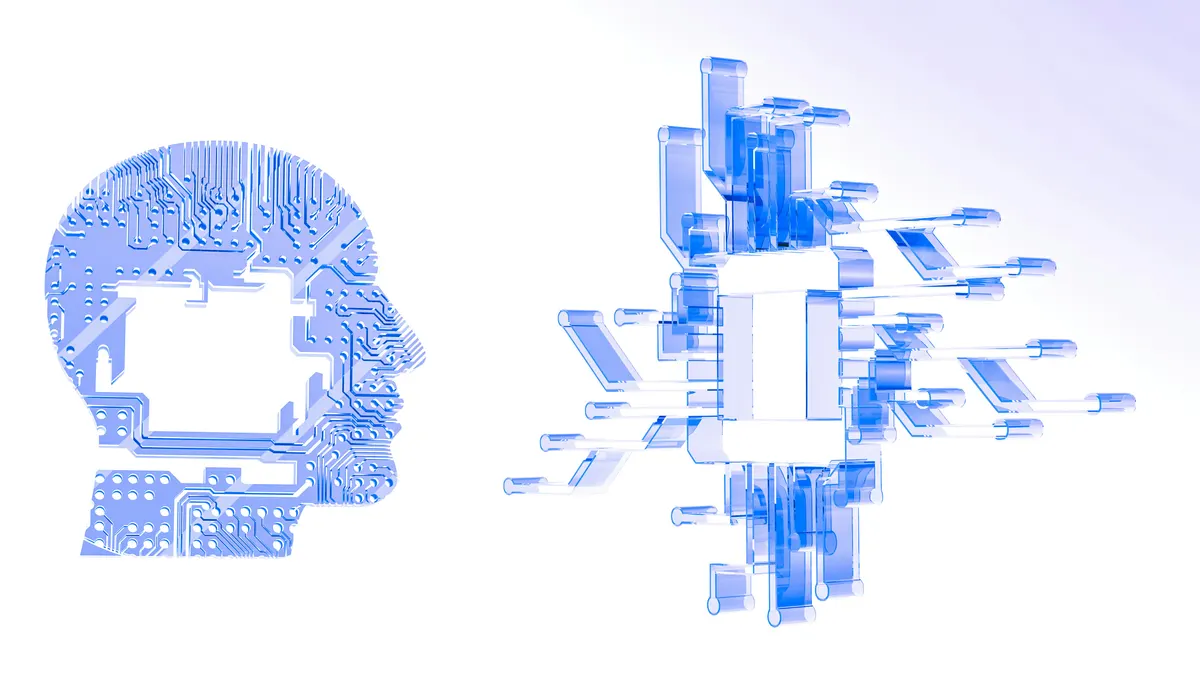 Computer chip shaped like a human brain, symbolizing AI integration in technology